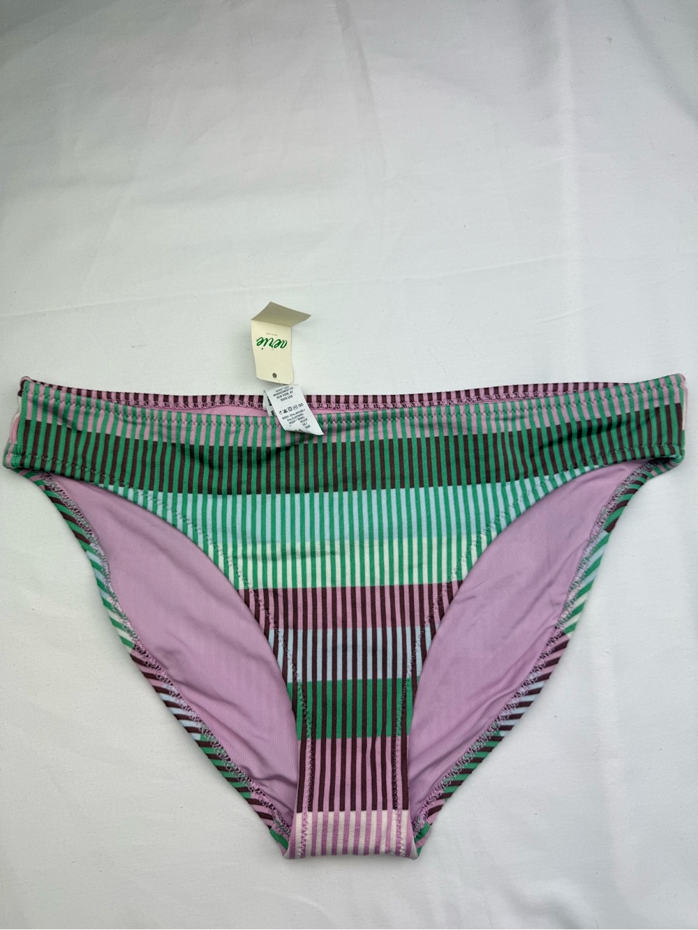 aerie Striped Green & Lavender Bikini Bottom
